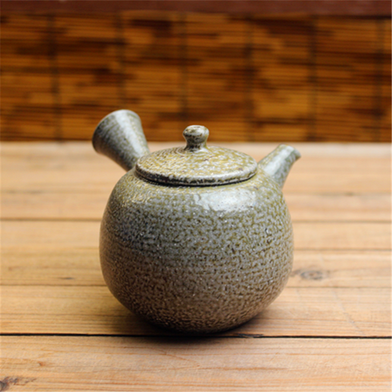 日本常滑烧名匠 二代沢田昭邨作 柴窑真烧粗陶横手侧把急须泡茶壶