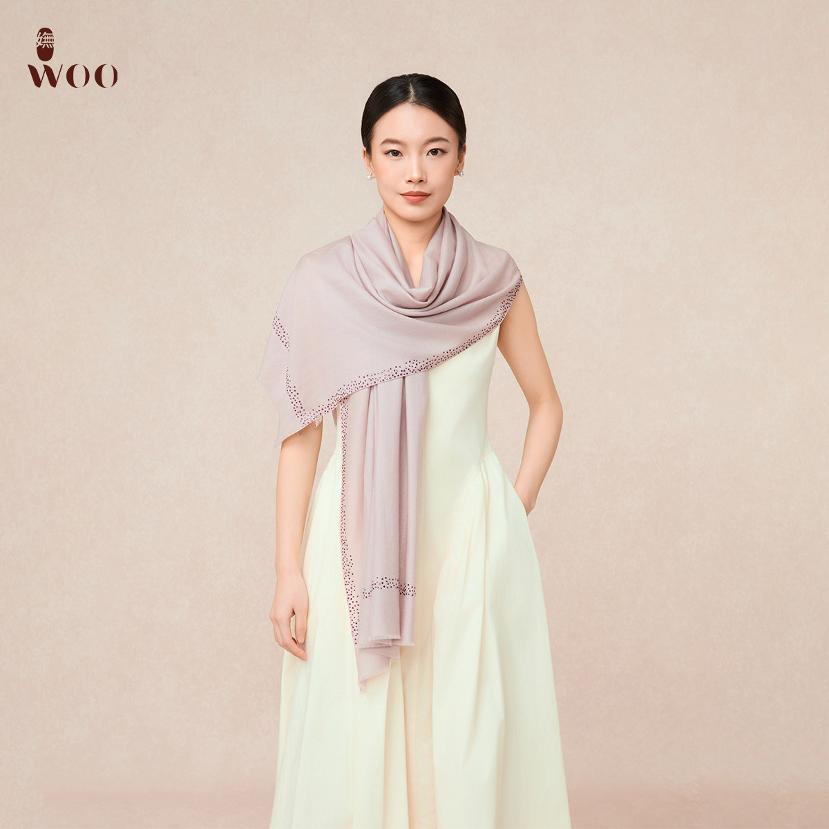 嫵woo 【限时折扣】玲珑施华披肩羊绒围巾女四季空调巾百搭满天星