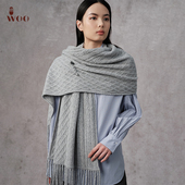 嫵WOO 围脖外搭披肩斗篷 新品 素柔 流苏披肩围巾山羊绒冬季