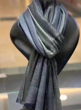 嫵WOO 【男士围巾】摇摆伦敦柔软纯羊绒春秋款披肩素时尚百搭长款