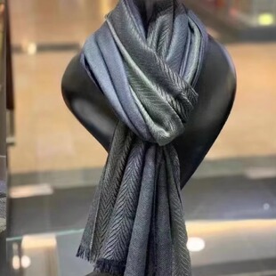 男士 百搭长款 围巾 披肩素时尚 摇摆伦敦柔软纯羊绒春秋款 嫵WOO