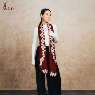 春夏薄款 烫钻闪钻围巾女山羊绒长款 百搭大披肩 绚丽玉兰 嫵WOO