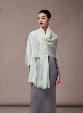嫵WOO【礼赠推荐】升级版串珠片羊绒披肩薄款纯色通勤搭配围巾