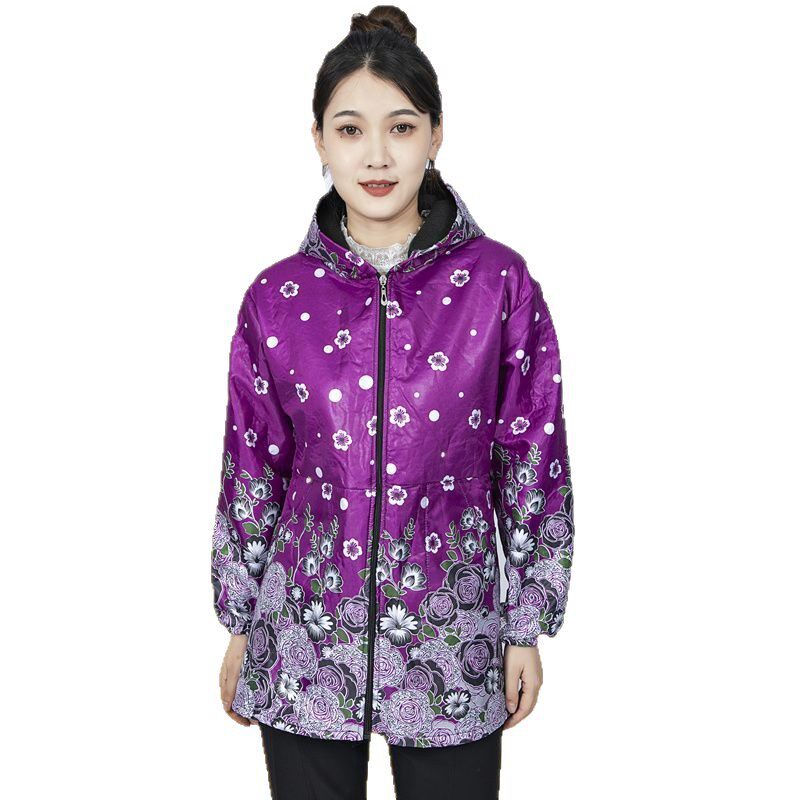 做饭穿的罩衣女士外套加绒保暖棉服中老年妈妈装宽松三层加厚防寒