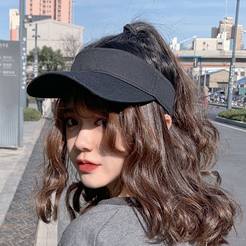 黑色空顶帽子女春秋防晒遮阳百搭