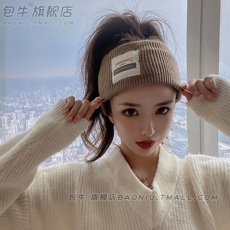 2025针织毛线帽发带女头巾包头帽子发箍头套冬季月子产后春秋女款
