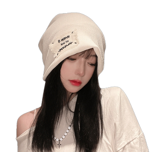 网红月子帽产妇产后春秋堆堆帽夏季帽子女夏天针织毛线包头帽薄款