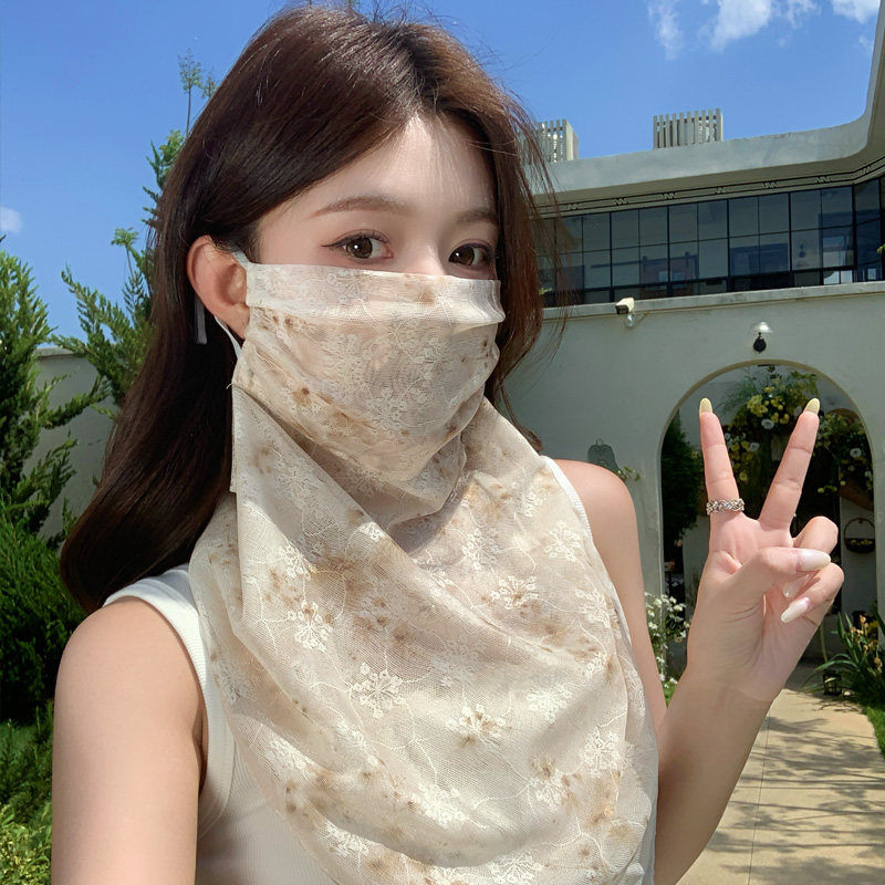 防晒面纱女夏季面罩脸罩全脸罩面部遮脸开车遮阳口罩脖子骑行护颈