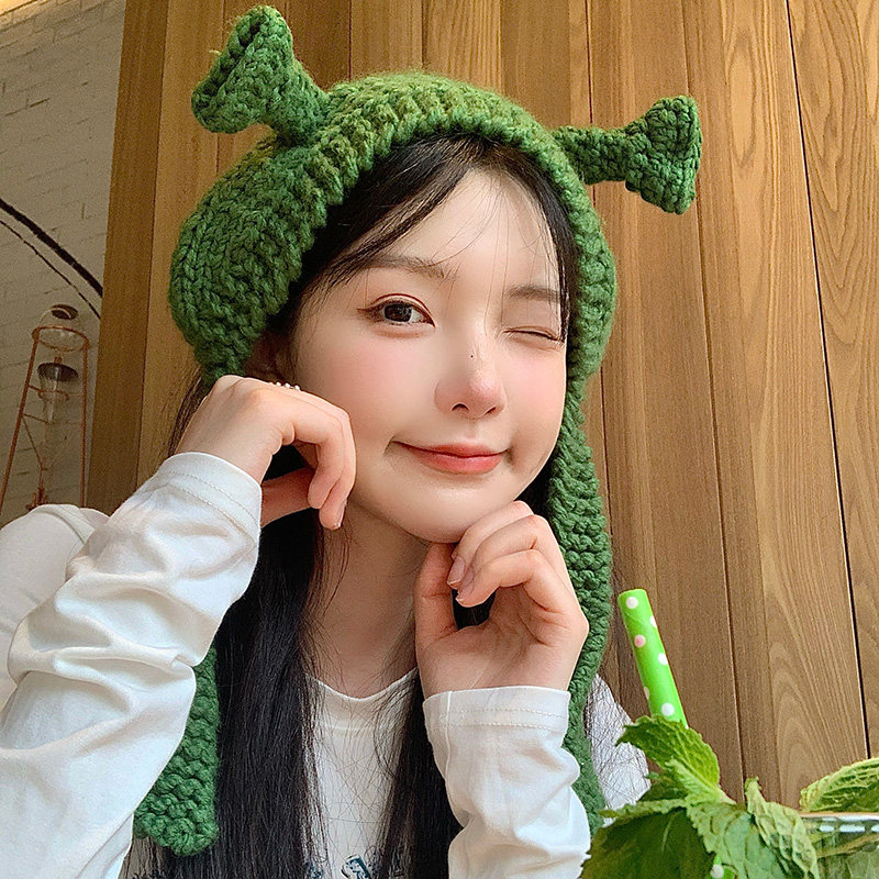 包牛针织帽可爱女秋冬发带