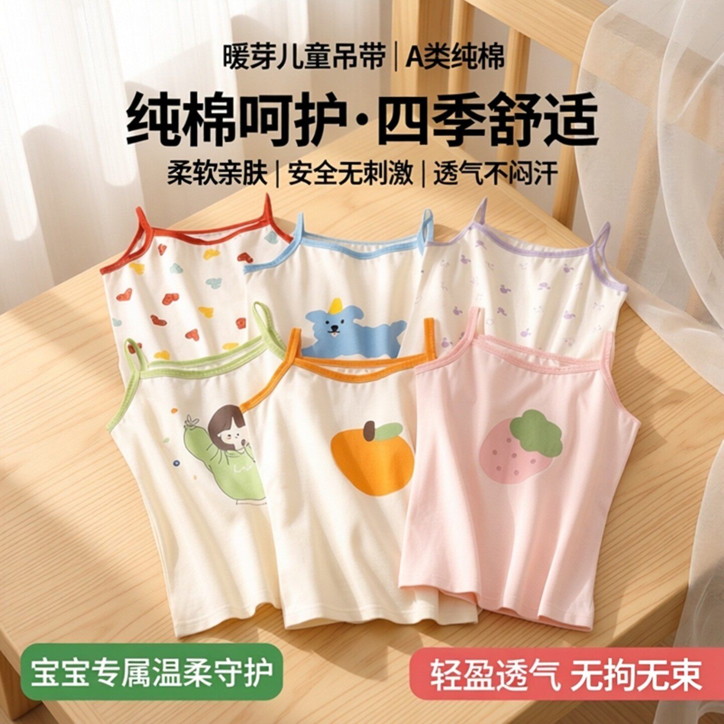 儿童吊带背心a类女童小 吊带背心冬天打底上衣女童吊带无袖外穿