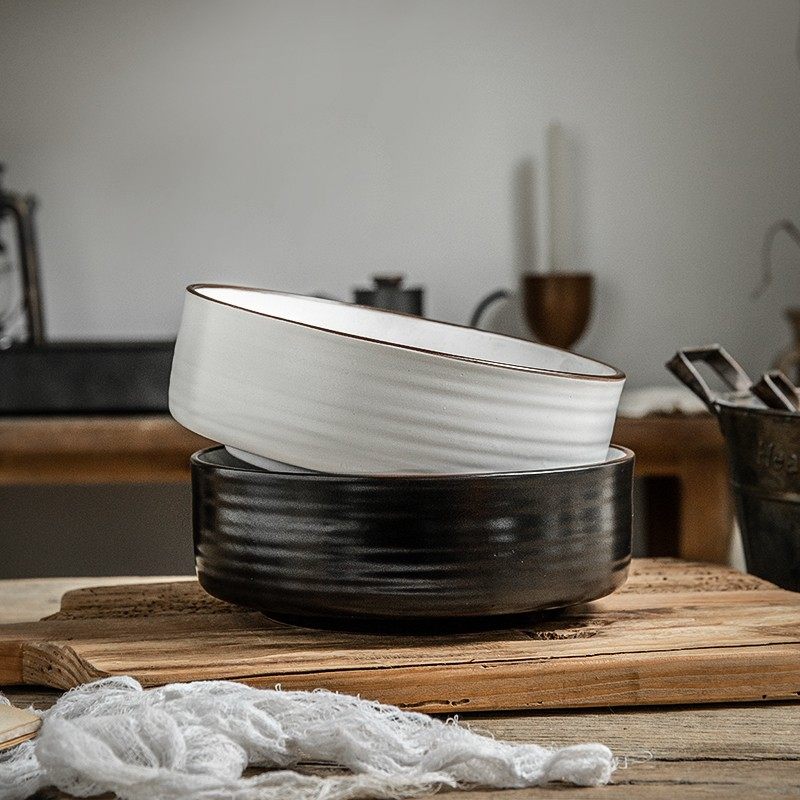 【漂亮推荐】极简风8英寸汤碗黑白配色大号汤碗陶瓷汤盆 微瑕疵,餐饮具,碗,淘宝优惠券,粉丝福利购,淘宝优惠卷