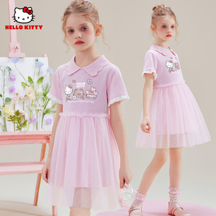 2025新款 HelloKitty凯蒂猫女童连衣裙夏季 儿童甜美中大童公主裙子