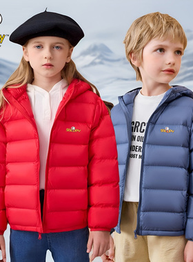 史努比品牌男童女童轻薄款羽绒服儿童加厚外套宝宝正品中大童连帽