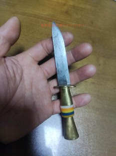 铜把手工水果刀 户外手工小刀中式老刀 DIY刀具铜把手直柄小刀1
