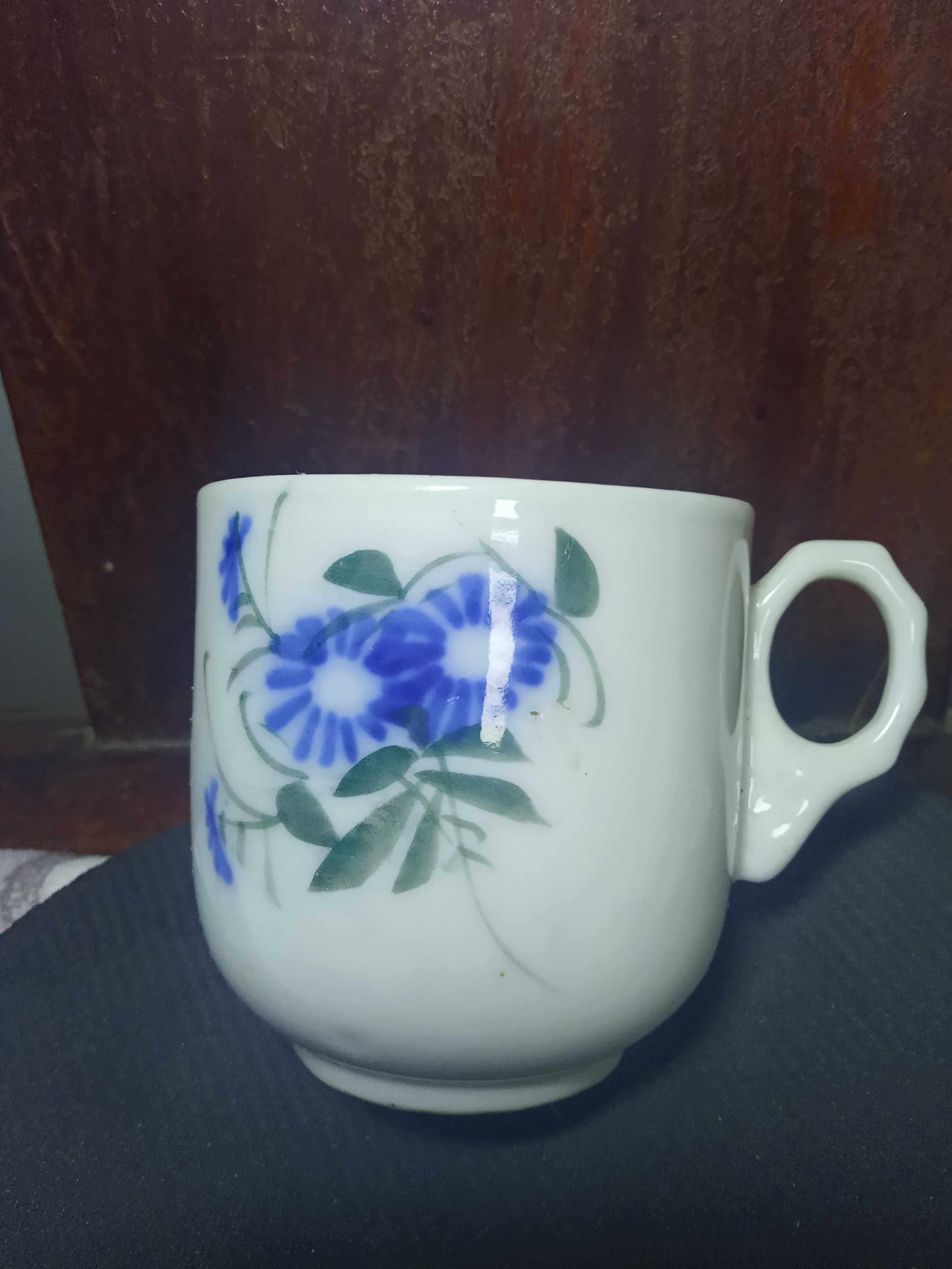 老青花瓷茶杯建国初期老茶杯青花图案老瓷水杯青花瓷杯保老美品1