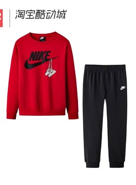 42运动家 Nike 球鞋印花 休闲运动保暖卫衣长裤套装 NY2212105GS