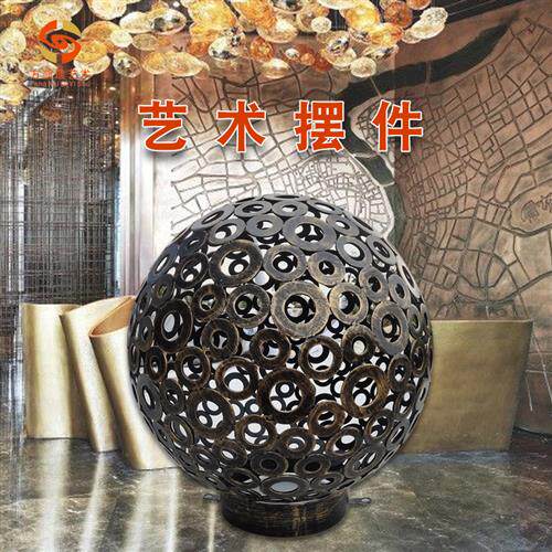 直供各种花纹镂空空心不锈钢球装饰品户外公园草坪灯大球抽象雕塑