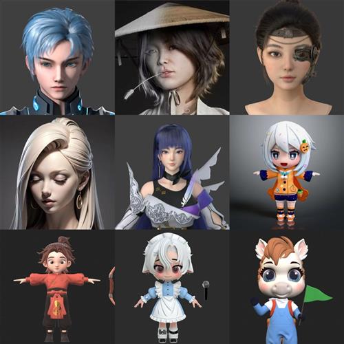 d建模代建三维maya游戏人物IP形象雕塑zb动画动作数字人cd设计