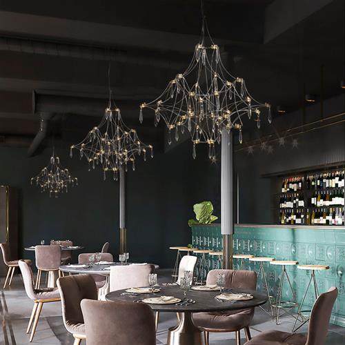 别墅复式楼水晶吊灯楼梯法式水晶吊灯极简后现代满天星设计师餐厅,家装灯饰光源,客厅吊灯,淘宝优惠券,粉丝福利购,淘宝优惠卷