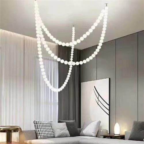 佛珠吊灯客厅餐厅复式楼梯灯工程灯具沙盘别墅大气装饰项链灯,家装灯饰光源,客厅吊灯,淘宝优惠券,粉丝福利购,淘宝优惠卷