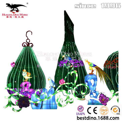 年圣诞节春节亮化草坪彩灯组合摆件美陈鸟笼鹦鹉创意灯会