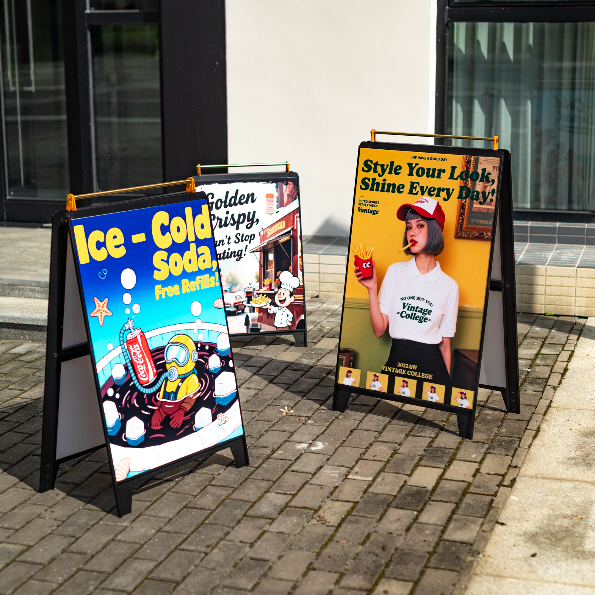 海报展示架可折叠移动立式落地双面手提展架定制奶茶店门口展示牌