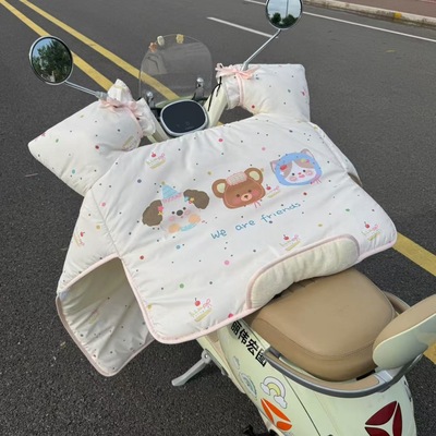 电动车挡风被冬季牛奶绒加厚防寒保暖防水电瓶摩托车防风罩新款