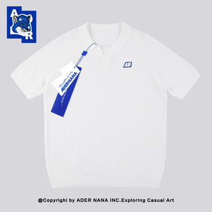 潮牌ADER 翻领POLO衫 男女宽松潮牌情侣装 NANA极简风刺绣短袖