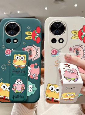 适用于华为Nova15Pro新款手机壳14/Nova13海绵宝宝12Ultra磁吸带支架nova10SE/9硅胶8/7情侣软壳男女时尚软壳