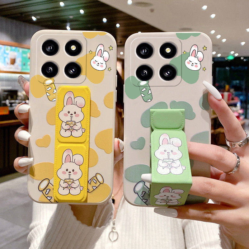 适用于小米17Ultra手机壳17ProMax/15/14Pro磁吸支架13Pro/12S全包防摔12/11可爱小白兔CIVI5Pro折叠腕带软壳