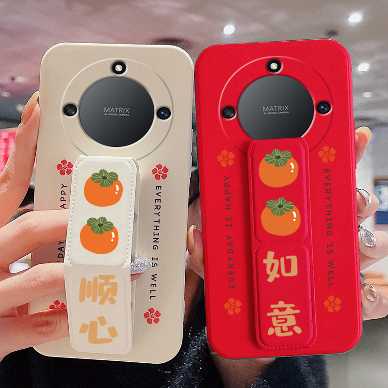 荣耀X60Pro手机壳创意文字x50i防摔X40可爱X30/X20/X10车载磁吸支架honorV40/V30/V20折叠腕带硅胶软柿柿顺心