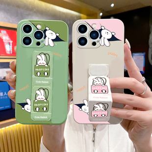 适用于苹果17Pro手机壳16ProMax歪头兔iPhone15磁吸支架14/13Pro折叠腕带12mini女款11/X//XR/8/7/6S硅胶软壳