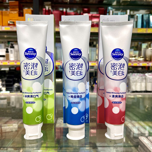 细舒洁密泡美白去渍清新口气焕白海盐蜜桃薄荷牙膏180g家庭装