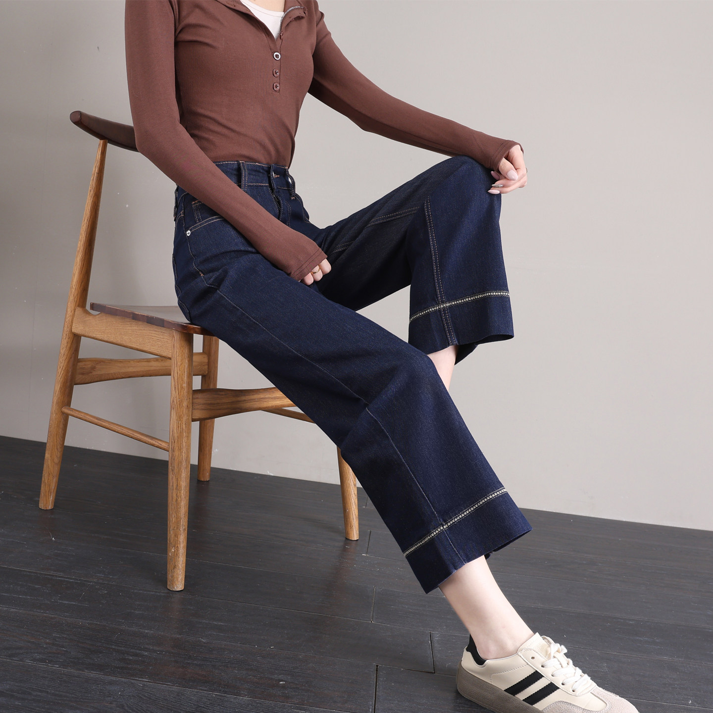 丹宁蓝直筒牛仔裤女春季八分九分高腰宽松小个子烟管裤法棍阔腿裤,女装/女士精品,牛仔裤,淘宝优惠券,粉丝福利购,淘宝优惠卷