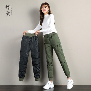 棉裤 轻薄防风防水户外加绒工装 女外穿高腰加厚小个子冬时尚 羽绒裤