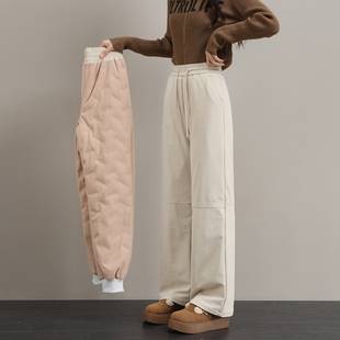 羽绒裤女外穿2025新款冬加长哈尔滨东北防寒滑雪冲锋直筒工装棉裤