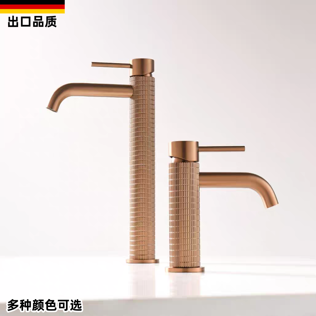 卫生间枪灰色全铜面盆冷热水龙头