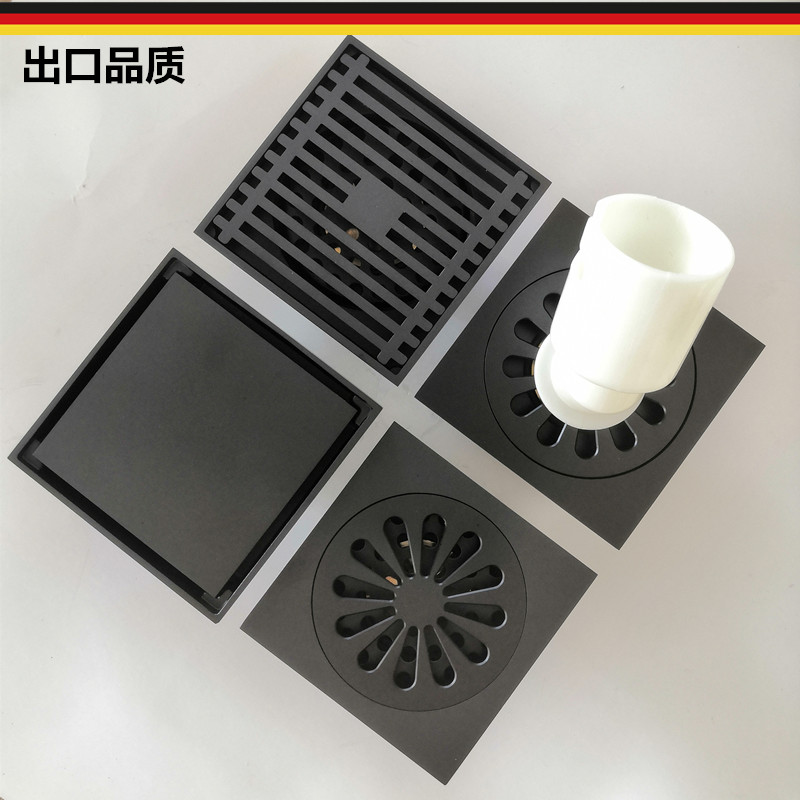 德国黑色隐形防臭全铜浴室地漏