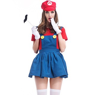 万圣节玛丽cosplay游戏服装团体舞台演出服水管工背带裤亲子装