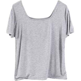 夏季薄港风莫代尔短袖前后U领宽松凉感空调服T恤休闲简约纯色外穿