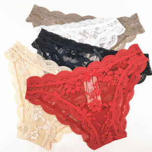 轻奢韵味欧美大码维家蕾丝女士内裤性感低腰无痕透明内衣内裤