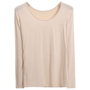 秋冬季大圆领长袖港风打底衫女上衣内搭纯色莫T恤代秋衣尔通勤薄