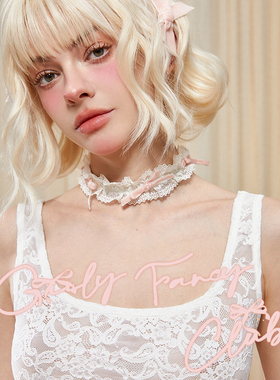 GirlyFancyClub少女手作 蕾丝花边蝴蝶结颈圈choker颈贴 衣服配饰
