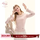 GirlyFancyClub甜蜜梦境*后背蕾丝蝴蝶结 毛毛边软绒修身粉色上衣