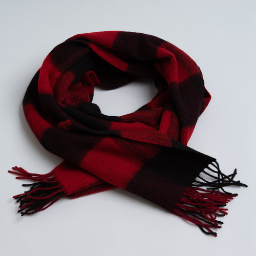 新款欧美时尚红黑格子羊毛围巾冬