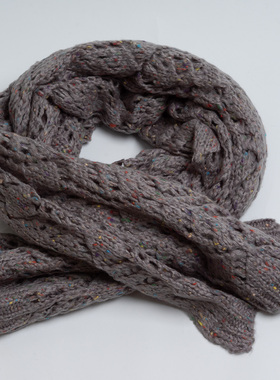 新款欧美时尚 优雅气质灰色镂空针织围脖女秋冬 保暖彩点旅游围巾