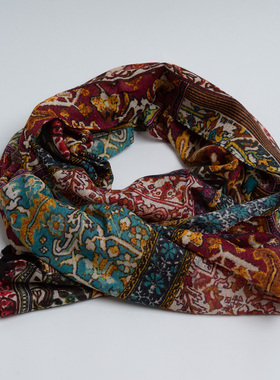 新款出口民族风围巾 优雅气质几何印花丝巾女春秋 巴厘纱旅游披肩