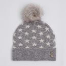 百搭旅游针织帽 优雅气质灰色五角星毛线帽子女秋冬 新款 出口英国
