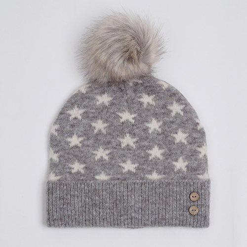 毛线帽气质灰色五角星毛线帽优雅