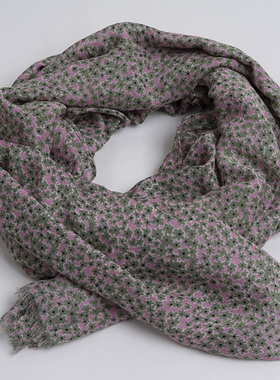 新款出口英国 优雅气质碎花印花围巾女春夏 百搭长款旅游纱巾披肩